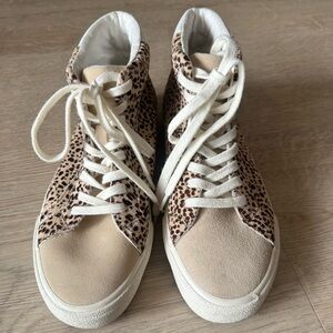 Madewell Sidewalk High-Top Sneakers in Spotted Calf Hair - French Vanilla Multi
